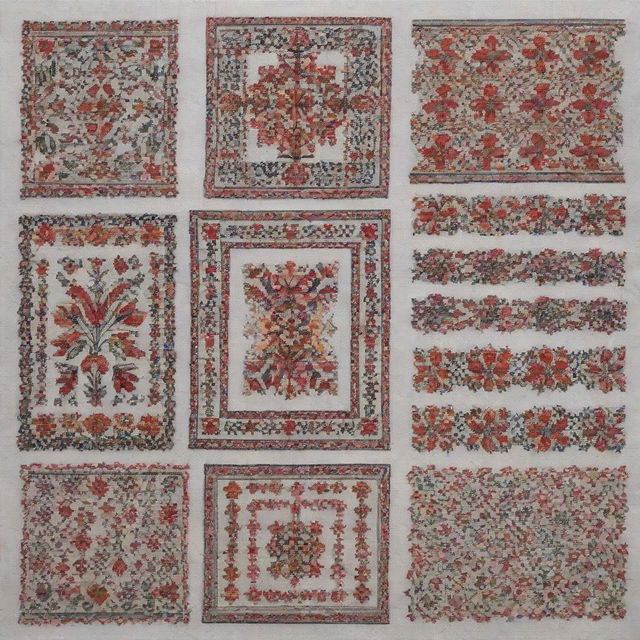 A detailed array of tatreez Palestinian cross stitch patterns