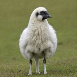 A unique bird possessing the unusual feature of sheep's wool for feathers.