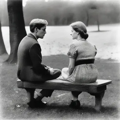 During their romantic picnic, they sat on a bench with a broken hinge joint, resulting in an awkward and uncomfortable seating arrangement.