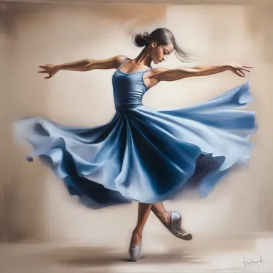 The artist painted a beautiful portrait of a dancer in mid-air, gracefully showcasing the movement of her hinge joint.