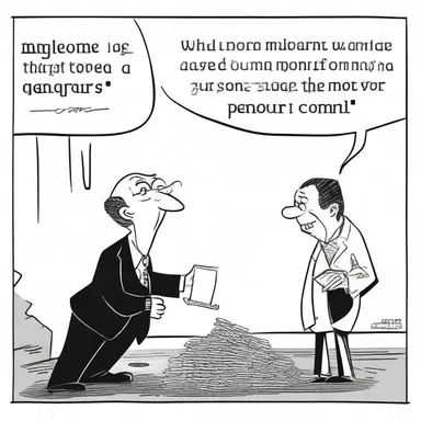 When the millionaire was asked for a donation, he replied in a niggardly tone, 'Sure, I can give you a penny for your thoughts.'