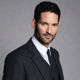 Generate an image of actor Tom Ellis portrayed as the character Billy Butcher in his signature costume