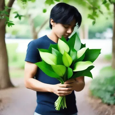 He presented his lover with a bouquet of cordiform leaves as a sign of his affection for her.