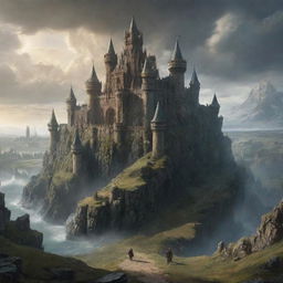 Fantasy world of Elden Ring with mythical creatures, vast landscapes, towering castles and mystical artifacts