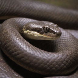 A large, majestic snake coiling gracefully, its scales shimmering in the light.