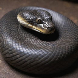 A large, majestic snake coiling gracefully, its scales shimmering in the light.