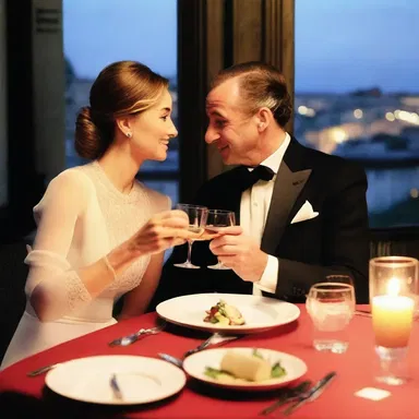 The couple enjoyed a candlelit dinner in Paris, savoring a tender dish of mouton together.