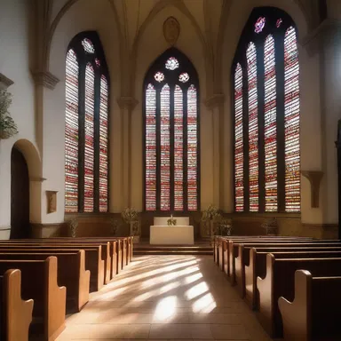 During the ceremony, the sunlight streamed through the stained glass louvres of the church, creating a stunning effect on the altar.