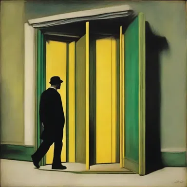 The avant-garde artist depicted a revolving door in his painting to represent the ever-changing nature of society.