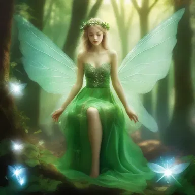 In the mystical forest, the fairies bathed in the ethereal light of viridity, their magic source.