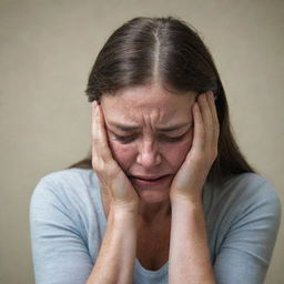 A heartbreaking image showing a woman sobbing inconsolably, with each passing moment intensifying her emotional despair