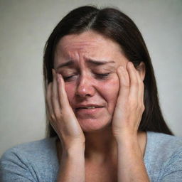 A heartbreaking image showing a woman sobbing inconsolably, with each passing moment intensifying her emotional despair