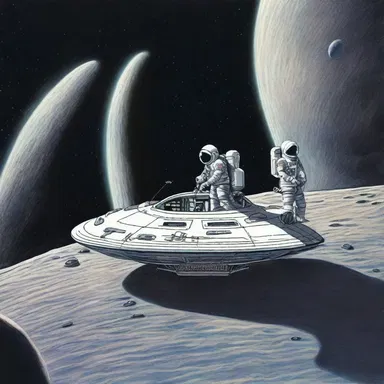The astronauts navigated their spaceship through the choppy space-waves as they journeyed to a distant galaxy.