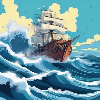 In the animated series, the ocean was always depicted as choppy, with the waves crashing against the characters' boats.
