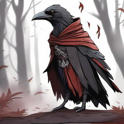 A high-quality, detailed digital art image showcasing a Kenku, a humanoid crow-like creature from fantasy lore