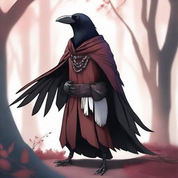 This is a high-quality digital art image depicting a humanoid crow figure, known as a Kenku, from fantasy lore