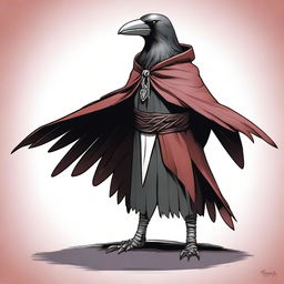 This is a high-quality digital art image depicting a humanoid crow figure, known as a Kenku, from fantasy lore