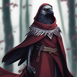 This is a high-quality digital art image portraying a Kenku, a humanoid crow-like creature from fantasy lore