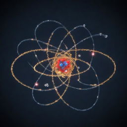 Zoomed-in visualization of atoms and their electrons creating a covalent bond, showcasing motion and energy transfer.