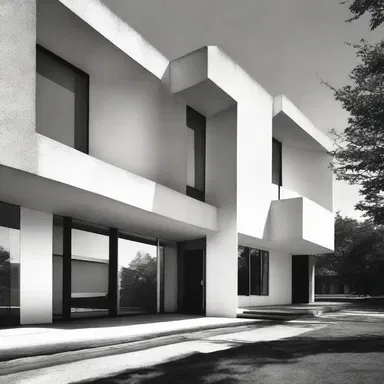 The modernist architectural style emphasized the use of clean lines and orthogonality in building designs.