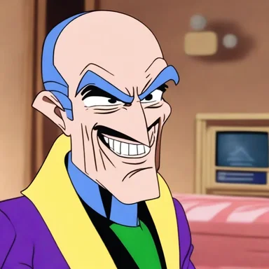 The animated show portrayed the villain with a comically exaggerated occipital protuberance.