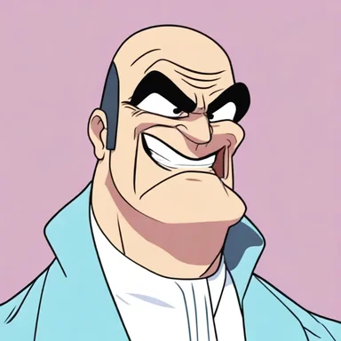 The animated show portrayed the villain with a comically exaggerated occipital protuberance.