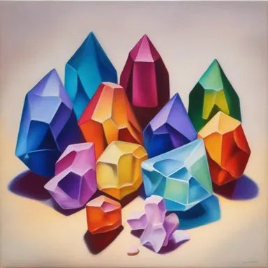 The painting depicted a beautiful still life of various saccharide crystals with vibrant colors and textures.