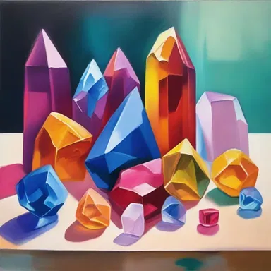 The painting depicted a beautiful still life of various saccharide crystals with vibrant colors and textures.