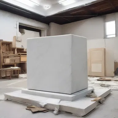 The sculptor haled the massive block of marble into his studio to begin his masterpiece.