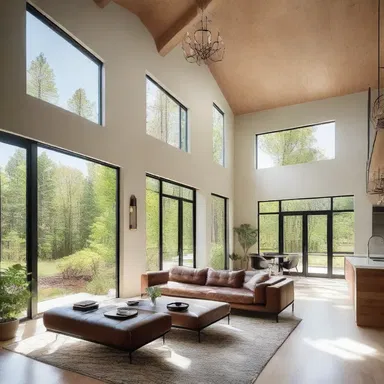 The open floor plan and large windows allow natural light to hale into the space, creating a harmonious blend of architecture and interior design.
