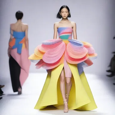 The fashion designer incorporated the concept of a whirligig into her latest collection, creating spinning elements on the garments.