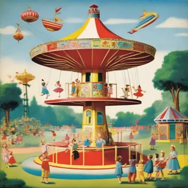 The children's book described a magical world where the whirligig was an enchanting centerpiece of the amusement park.