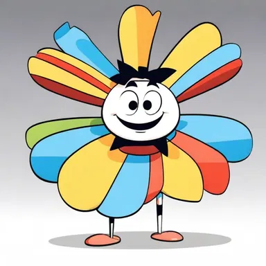 In the cartoon, the character's head transformed into a whirligig and spun around rapidly.