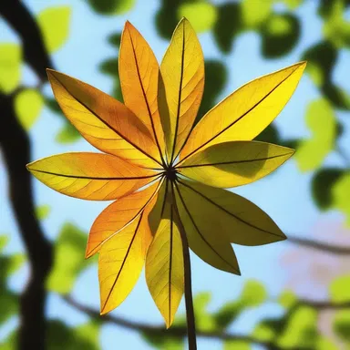 The author used the word 'whirligig' to describe the way the leaves twirled in the wind.