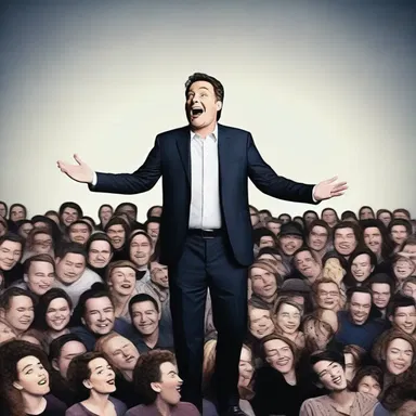 The comedian's exploit of making the entire audience burst into laughter was truly impressive.