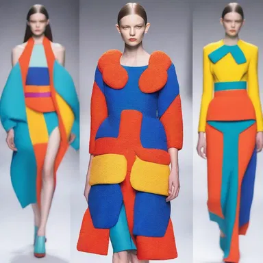 The designer exploited vibrant colors and unique textures to create a stunning fashion collection.