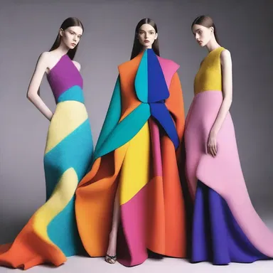 The designer exploited vibrant colors and unique textures to create a stunning fashion collection.