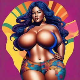 A digital art image of a woman with a voluptuous figure