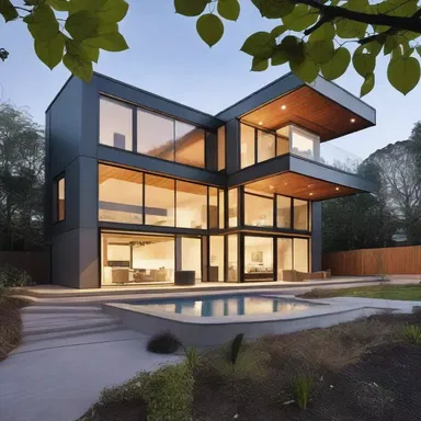 The modern house design was well-nigh complete, lacking only a few finishing touches.