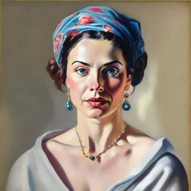 The artist painted a beautiful portrait of a woman's caput.