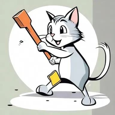 In the cartoon, the cat always tries to catch the mouse by hitting it on the caput with a hammer.