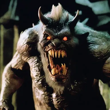 In the horror movie, the monster had a grotesque caput with sharp teeth and glowing eyes.