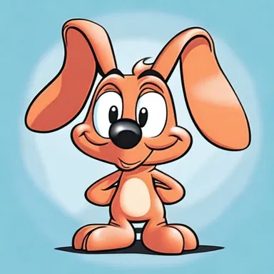 The cartoon character had a comically exaggerated caput, with a large bulbous nose and floppy ears.