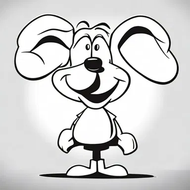 The cartoon character had a comically exaggerated caput, with a large bulbous nose and floppy ears.