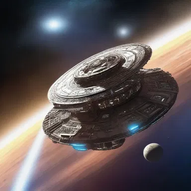 With a gentle tap, the spaceship's hyperdrive activated and transported them to another galaxy.