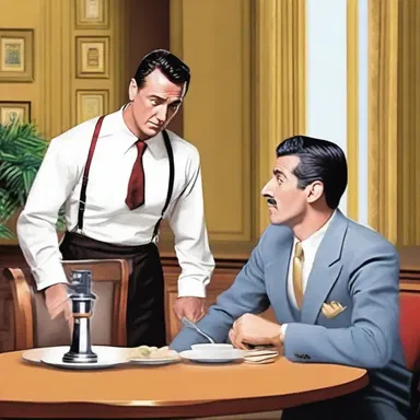 The detective, disguised as a waiter, gave a secret tap on the table to signal his partner that the suspect had arrived.