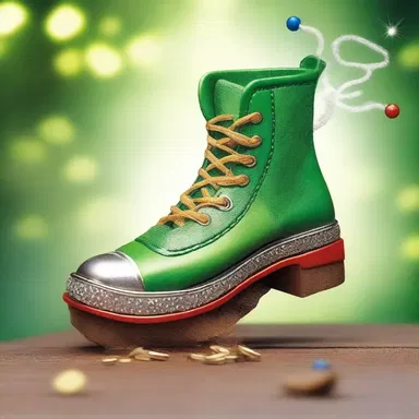 In the magical land of elves and fairies, the enchanted tap on the shoe created a trail of sparkling dust with every step.