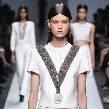 The designer incorporated a unique tap-shaped accessory into her runway collection, giving the models a modern and edgy look.
