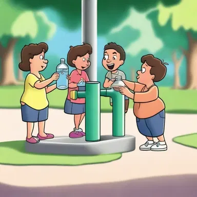 In the animated series, the characters would gather around the old tap in the park to fill their water bottles while they discussed their adventures.