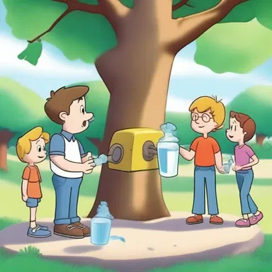 In the animated series, the characters would gather around the old tap in the park to fill their water bottles while they discussed their adventures.